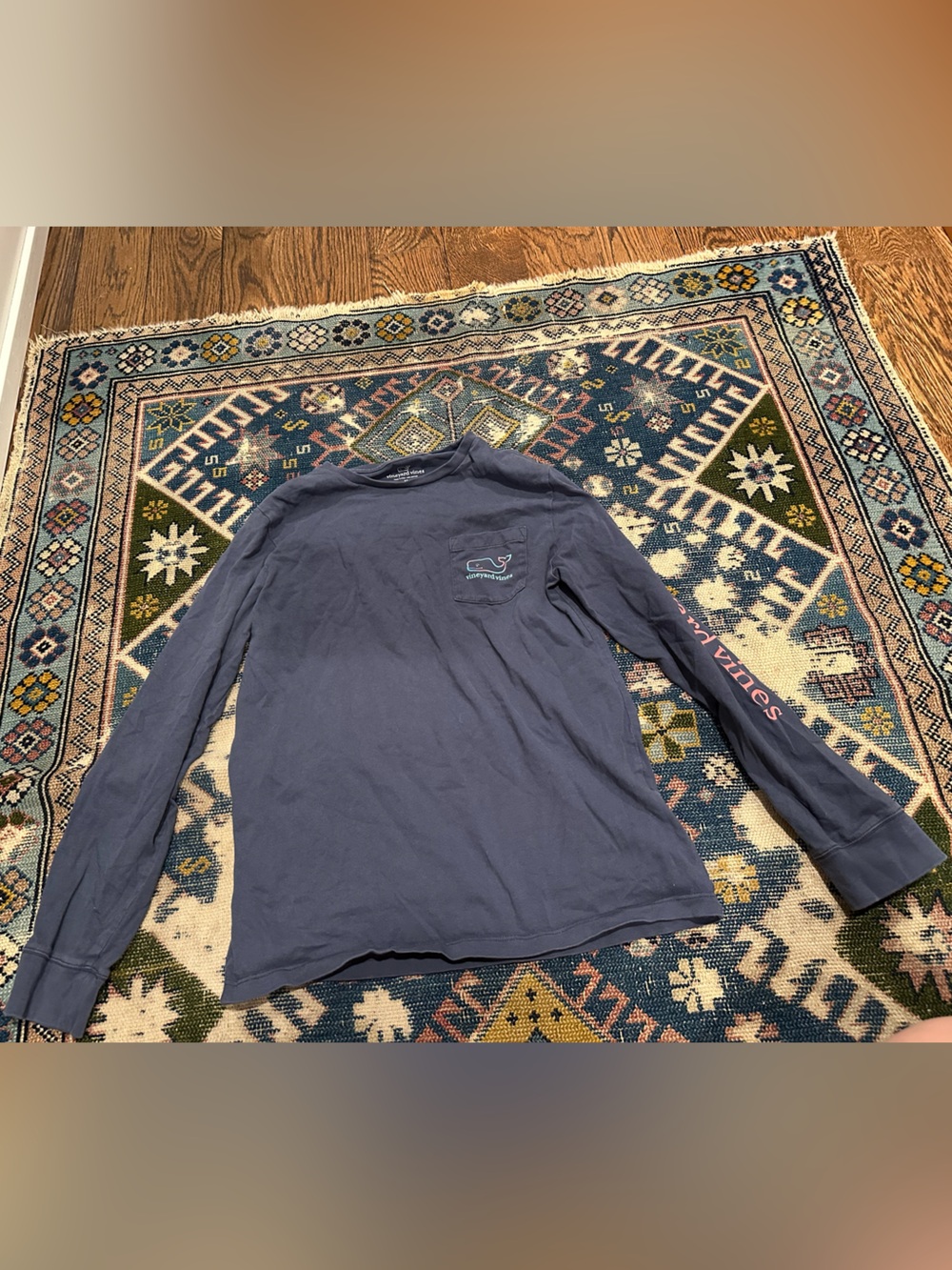 Vineyard Vines Boys Long-Sleeve Pocket T-Shirt in Blue, size M (12-14 yo)